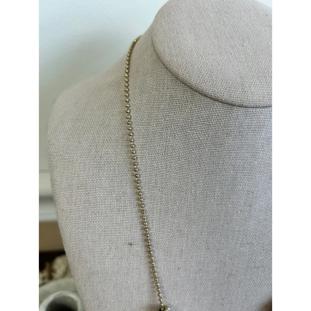 Vintage Plunder Design Cream Wood Tab Statement Necklace Gold Tone Adjustable